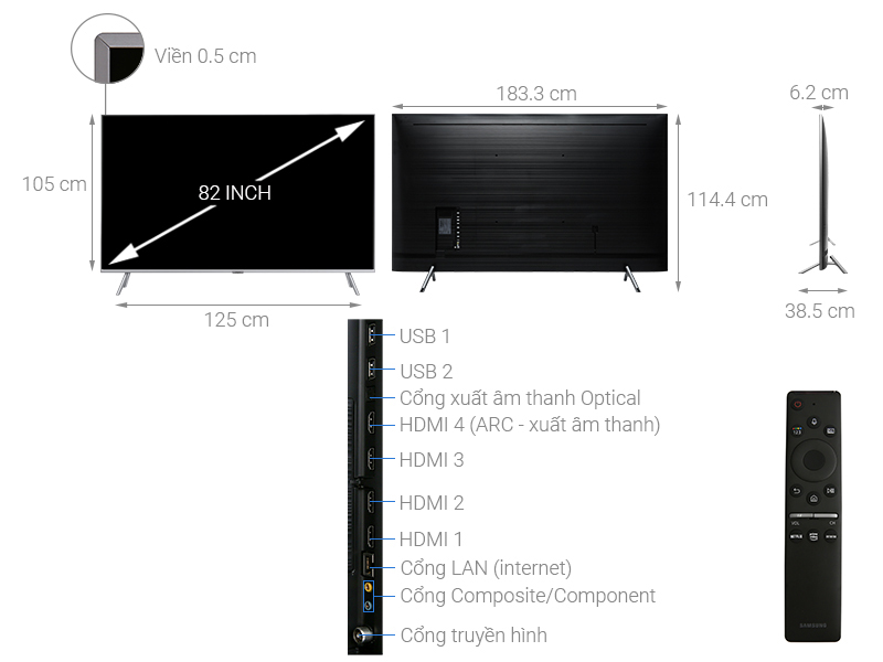 Smart Tivi QLED Samsung 4K 82 inch QA82Q75R - Chính hãng 