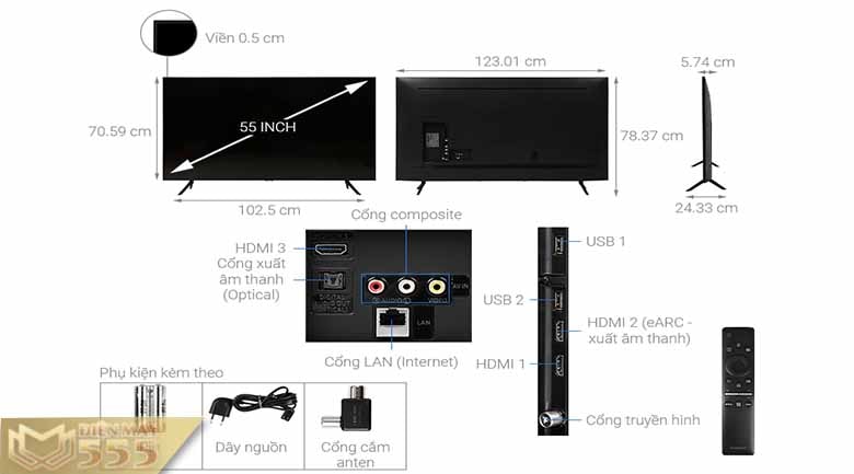 Smart Tivi QLED Samsung 4K 55 inch QA55Q60T - Chính Hãng