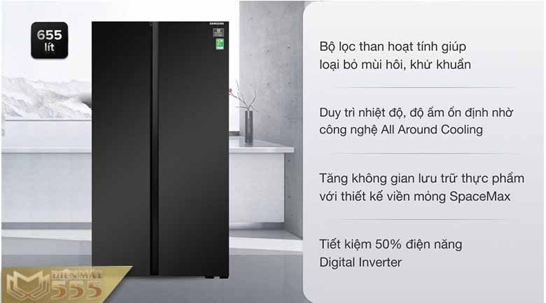 Tủ lạnh Samsung Inverter 655 lít RS62R5001B4/SV