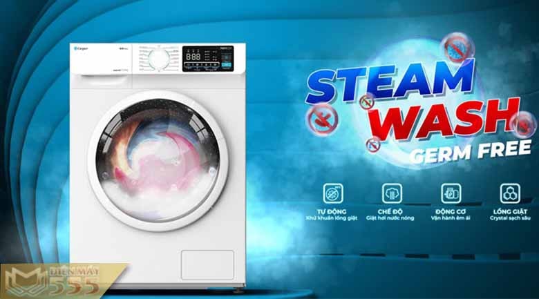 Công nghệ giặt hơi nước trên máy giặt Casper 9.5kg WF-95I140BWC cửa ngang