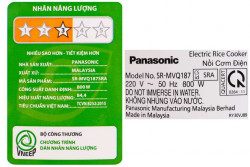 Nồi cơm điện nắp cài Panasonic 1.8 lít SR-MVQ187SRA - Chính Hãng