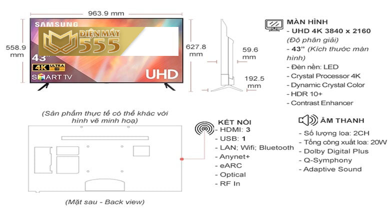 Smart Tivi Samsung UA43AU7000