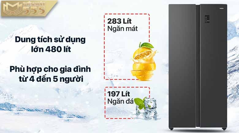 Tủ lạnh Aqua Inverter 480 lít AQR-S480XA(BL)