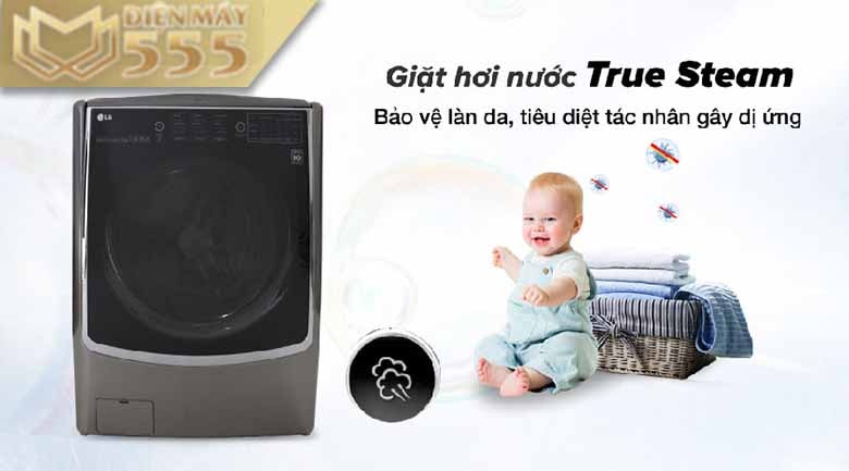 Máy giặt sấy LG Inverter 21 kg F2721HVRB - Lồng ngang