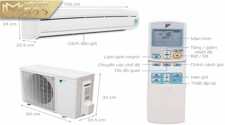 Điều hòa Daikin 18000 BTU (2 HP) FTC50NV1V - Model 2018