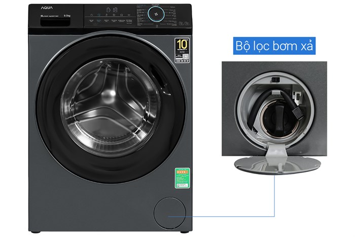 Máy giặt Aqua Inverter 9,5kg AQD-A952J BK - Lồng Ngang