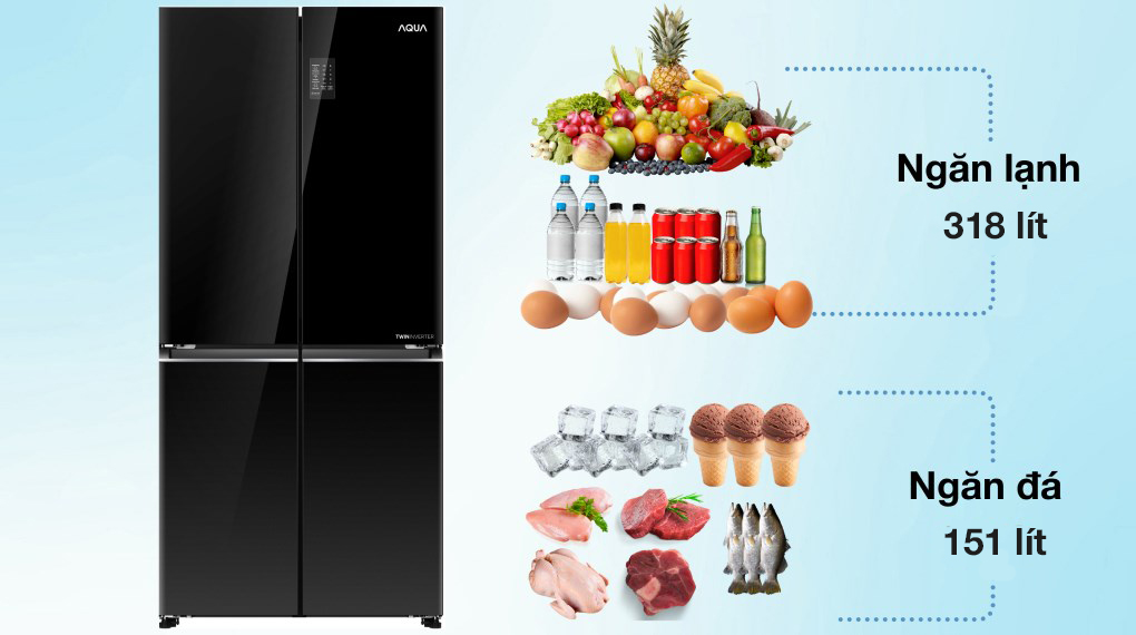 Tủ lạnh Aqua Inverter 469 lít Multi Door AQR-M536XA(GB)