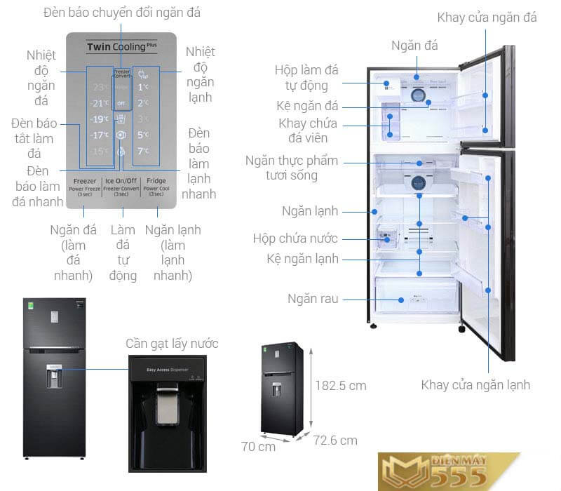 Tủ lạnh Samsung Inverter 451 lít RT46K6885BS/SV - Chính Hãng